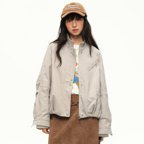 短款立领飞行员夹克外套