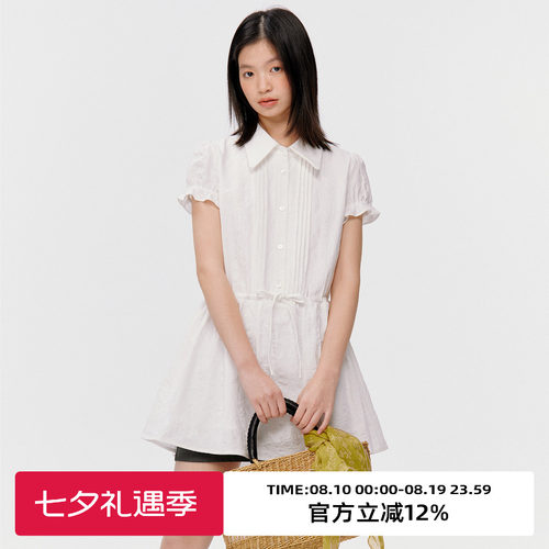 复古收腰显瘦短袖连衣裙