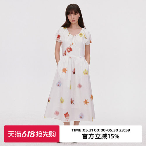 小A型/花苞袖/伞型下摆连衣裙
