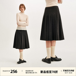 omont蛋挞知识分子通勤正反两穿百褶裙2026冬季学院感高腰半身裙