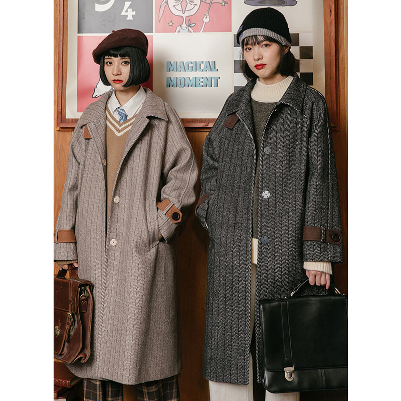 蛋挞家omont 复古毛呢大衣女中长款小个子秋冬呢子外套女2021新款