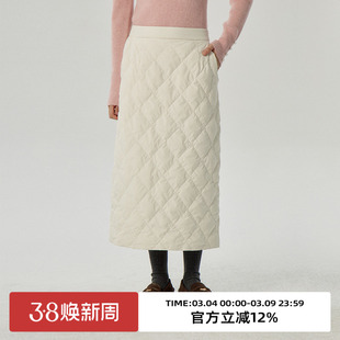 omont蛋挞家 轻薄羽绒半身裙冬季新款高腰加厚保暖中长裙子