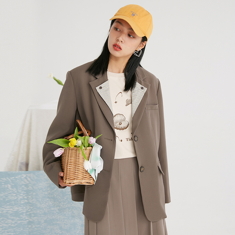 omont复古绿色春秋薄款休闲西服