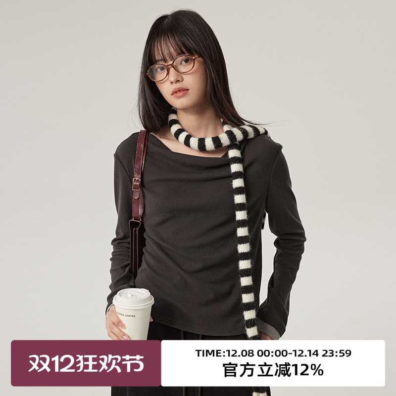 omont蛋挞家长袖一字领