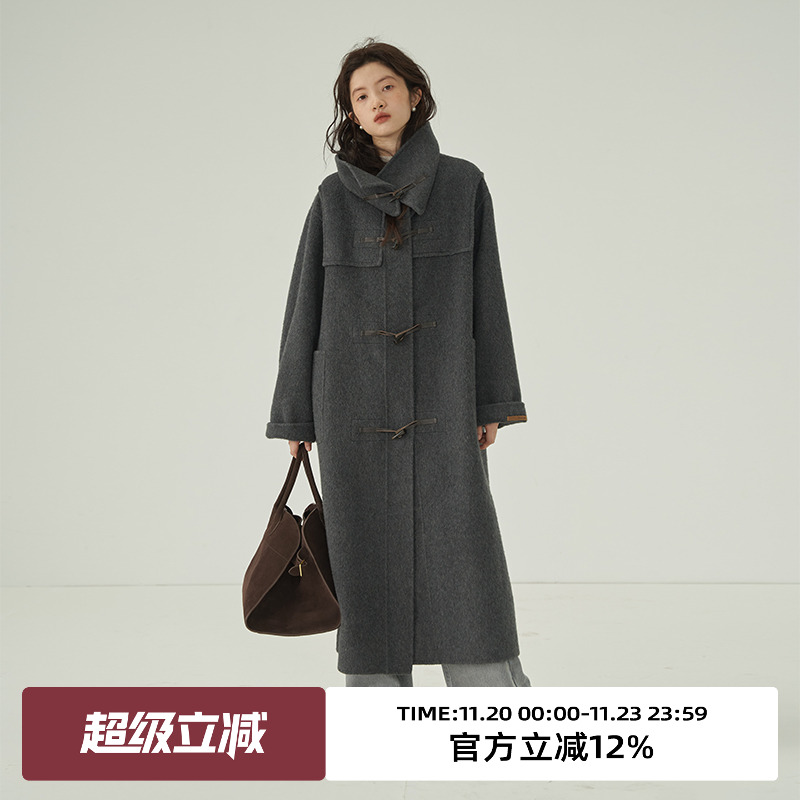 omont蛋挞家羊毛长款毛呢外套