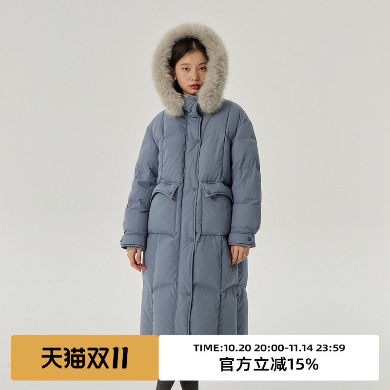 omont蛋挞家通勤中长羽绒服