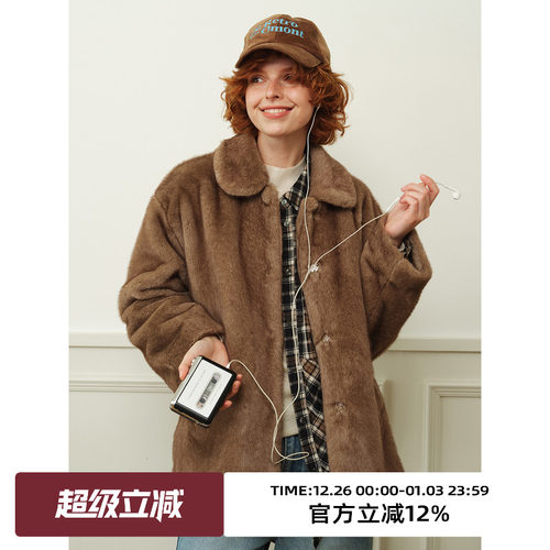 复古环保皮草毛毛外套