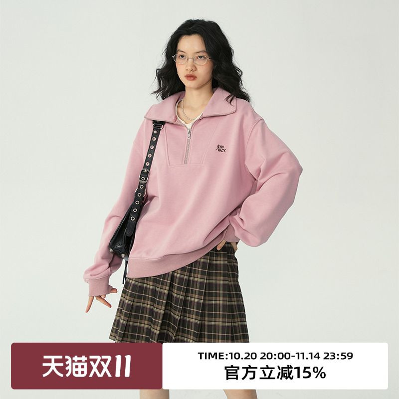 omont情侣款拉链polo卫衣