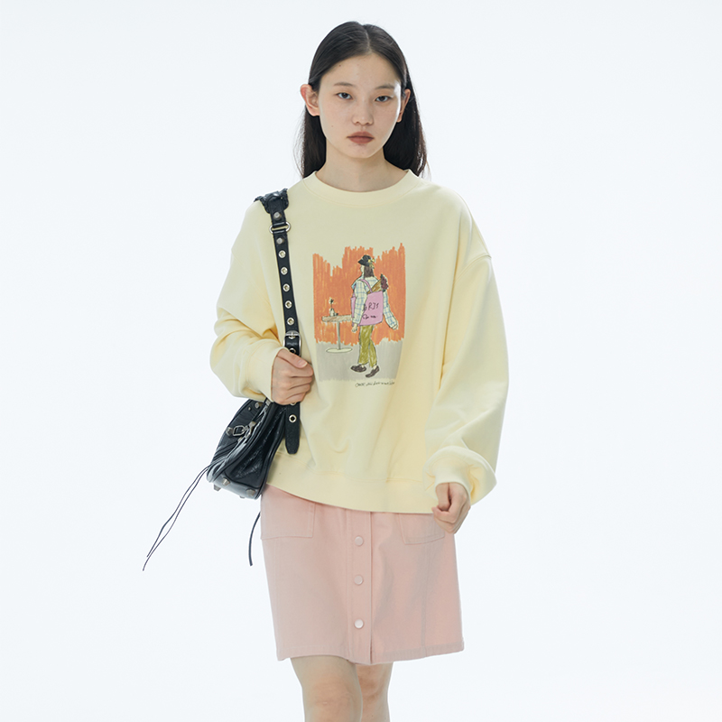 omont印花圆领宽松卫衣