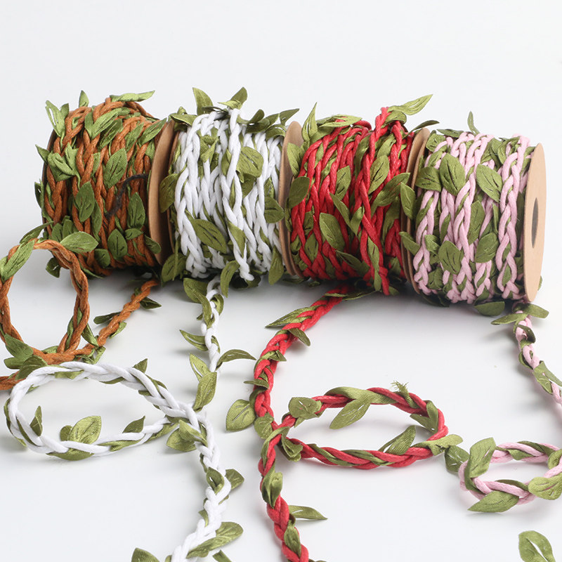 森林系树叶宽麻绳编织藤绳手工diy彩色粗绳子创意叶子装饰缠绕绳