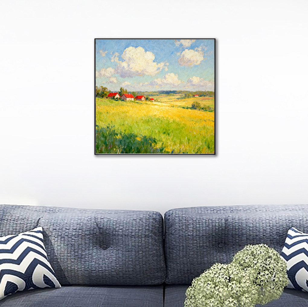 手绘油画春意盎然风景印象画现代简约玄关装饰画客厅肌理画
