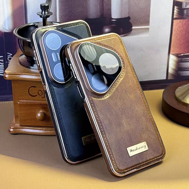 复古油蜡皮疯马纹磁吸全包手机壳