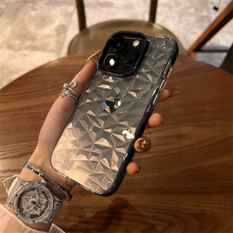 透明钻石纹适用苹果15手机壳新款iphone14promax高级感小众13防摔保护套12全包11硅胶xr简约女xs男7/