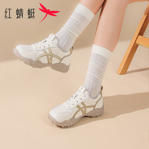 红蜻蜓厚底防滑运动休闲老爹鞋女