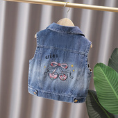洋气百搭儿童坎肩外穿背心小女孩春秋装 女童牛仔马甲春季 2025新款