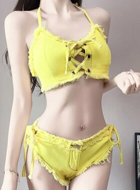 650#新款DS演出服酒吧gogo秀派对气氛女dj领舞性感黄色牛仔爵士舞