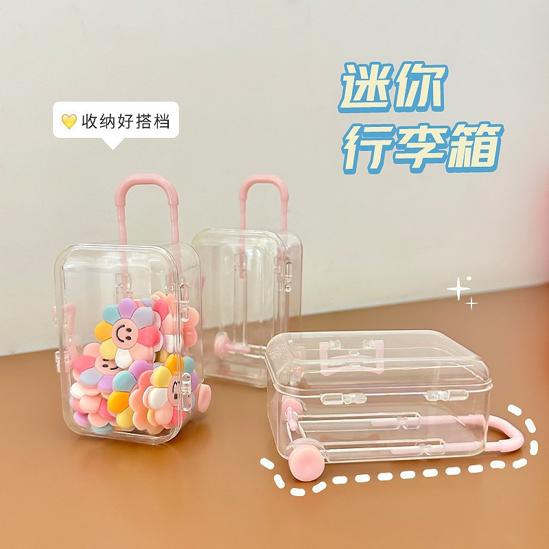 厂家直销超小拉杆箱可伸缩轮子可动透明迷你首饰收纳盒可爱盒