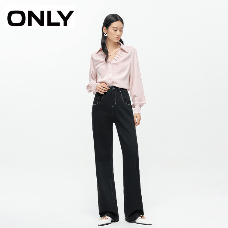 女2026新款 高腰宽松直筒裤 拖地裤 黑色阔腿牛仔裤 品牌专柜正品 大牌