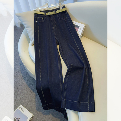 丹宁蓝阔腿裤牛仔裤女2025新款