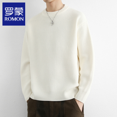 罗蒙男士纯棉潮牌毛衣老钱风