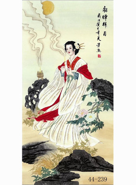 国画人物画高清字画酒店餐饮火锅墙壁墙面贴画挂画四美图貂蝉拜月