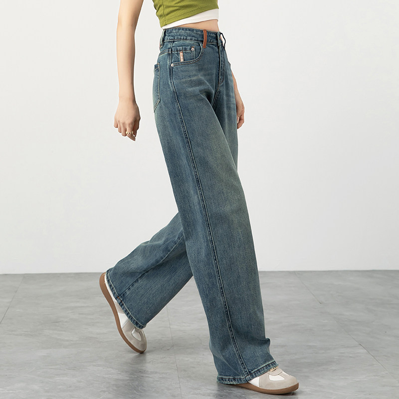女士新款高腰阔腿牛仔裤女春秋郑州女裤显瘦裤子小个子宽松直筒裤,女装/女士精品,牛仔裤,淘宝优惠券,粉丝福利购,淘宝优惠卷