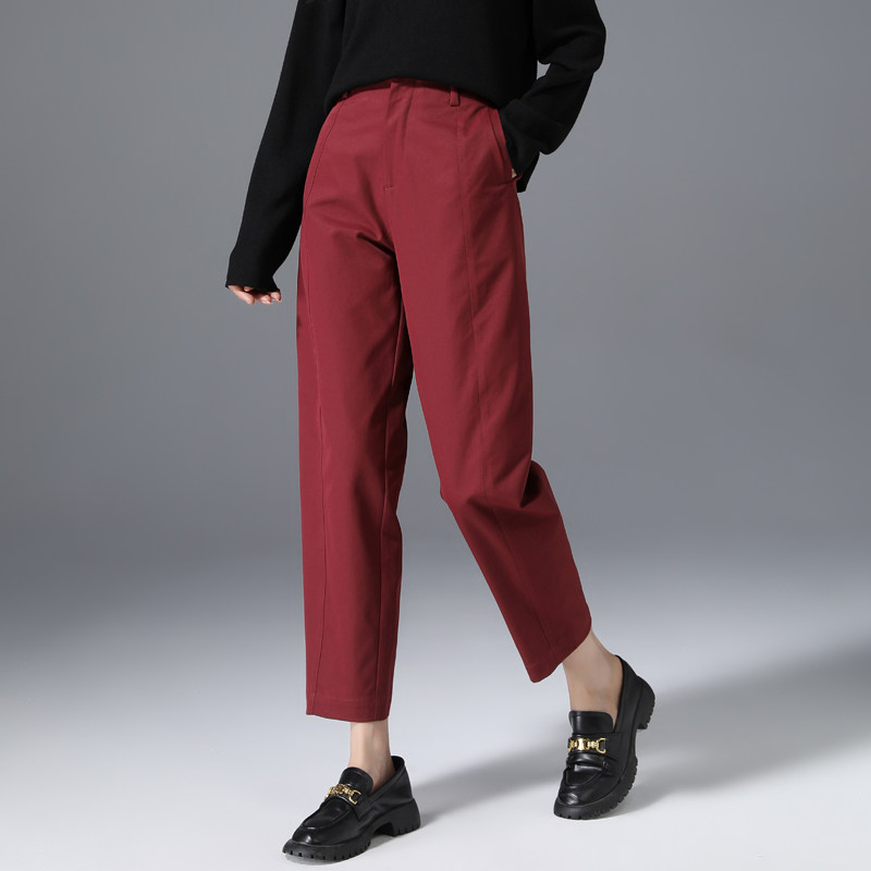 清仓安克拉红哈伦裤女新款春秋萝卜裤高腰镰刀裤休闲西装裤九分裤,女装/女士精品,休闲裤,淘宝优惠券,粉丝福利购,淘宝优惠卷