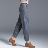 灯笼裤 羊毛呢子裤 妈妈毛呢裤 冬九分裤 子女秋冬萝卜哈伦裤 宽松新款