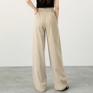 新款 子休闲直筒裤 高腰垂感阔腿裤 显瘦裤 女宽松拖地裤 清仓春夏薄款