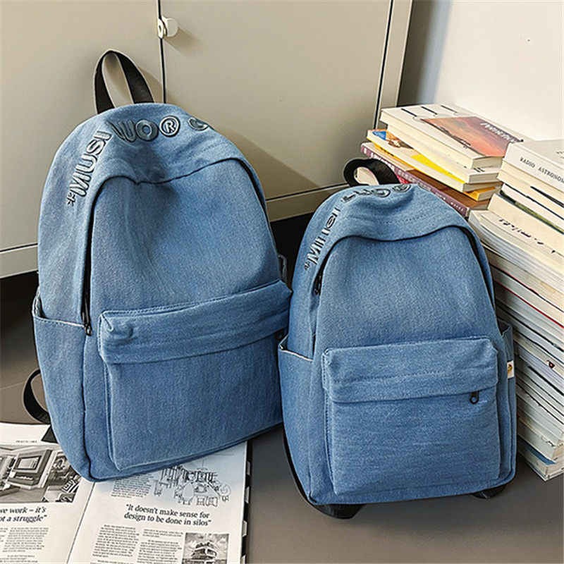 新款牛仔布背包儿童补课书包一二三年级轻便旅行休闲大容量双肩包