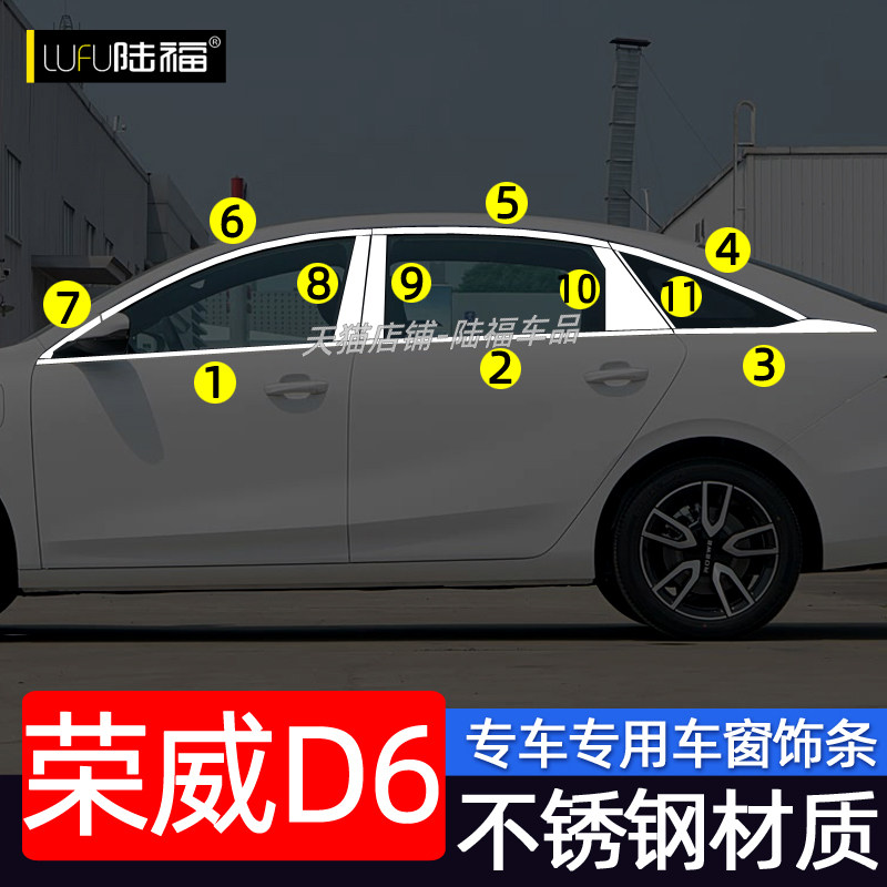 荣威D6车窗饰条不锈钢材质