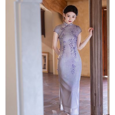 新中式紫色送考旗袍优雅大方2025年春夏新款气质连衣裙女人味十足