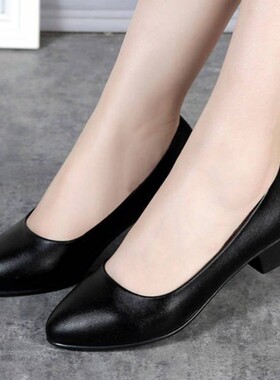 低帮浅口女鞋2022年春秋季新款时尚简约舒适工作鞋尖头一脚蹬单鞋