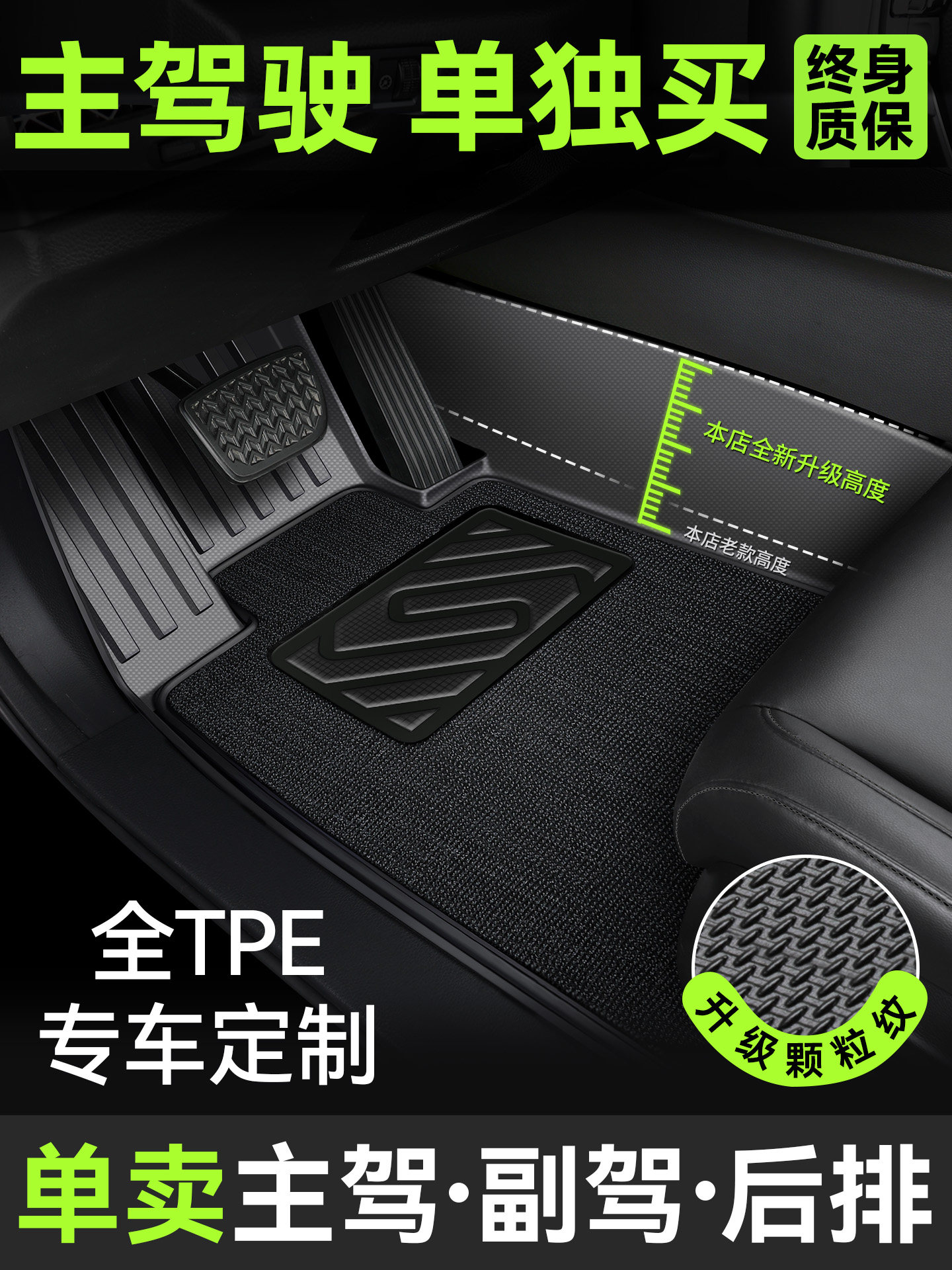 Автомобильные коврики TPE, одинарные основные коврики для водителя, полностью окруженные шелковым кольцом, верхний слой, отдельное место второго пилота, задние двухэтажные коврики Изображение 1