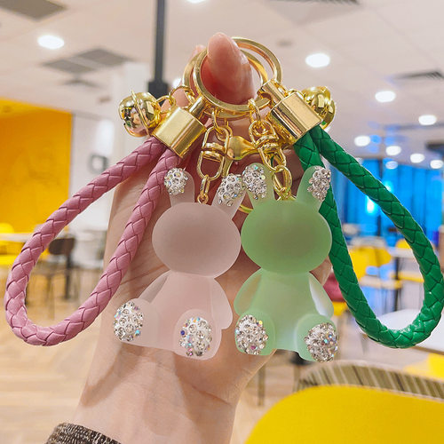 镶钻水晶兔钥匙扣精致汽车钥匙