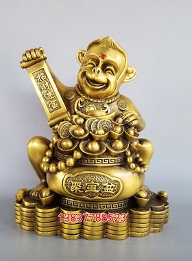 铜生肖猴聚宝盆猴开业礼品