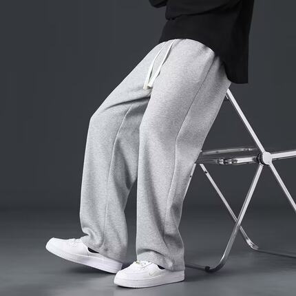 美式重磅休闲长裤男生夏季薄款宽松直筒裤男士简约运动阔腿卫裤男