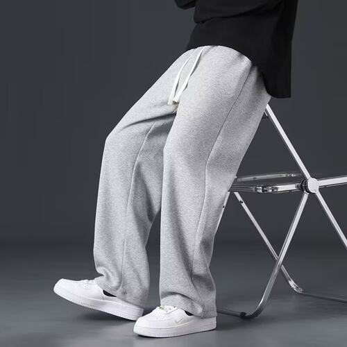 美式重磅休闲长裤男生夏季薄款宽松直筒裤男士简约运动阔腿卫裤男