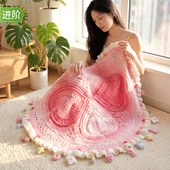 雪球diy手工编织丁达尔心心相映毯材料包渐变毛线钩毯子沙发装 饰