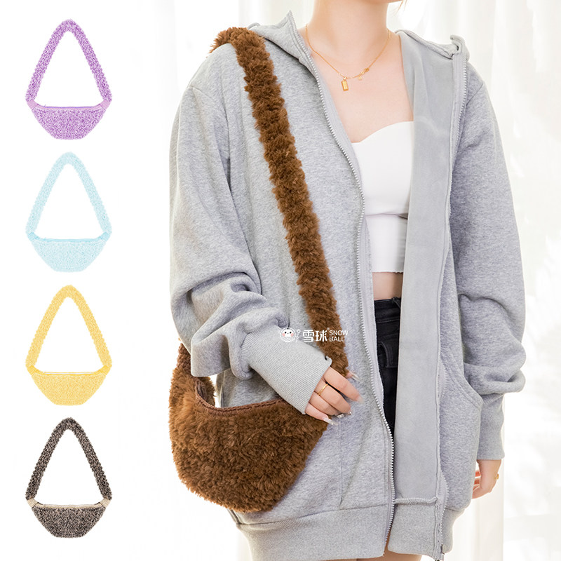 雪球diy手工编织绒绒可颂包材料包秋冬百搭时尚单肩斜跨针织女包,服饰配件/皮带/帽子/围巾,DIY编织材料包,淘宝优惠券,粉丝福利购,淘宝优惠卷