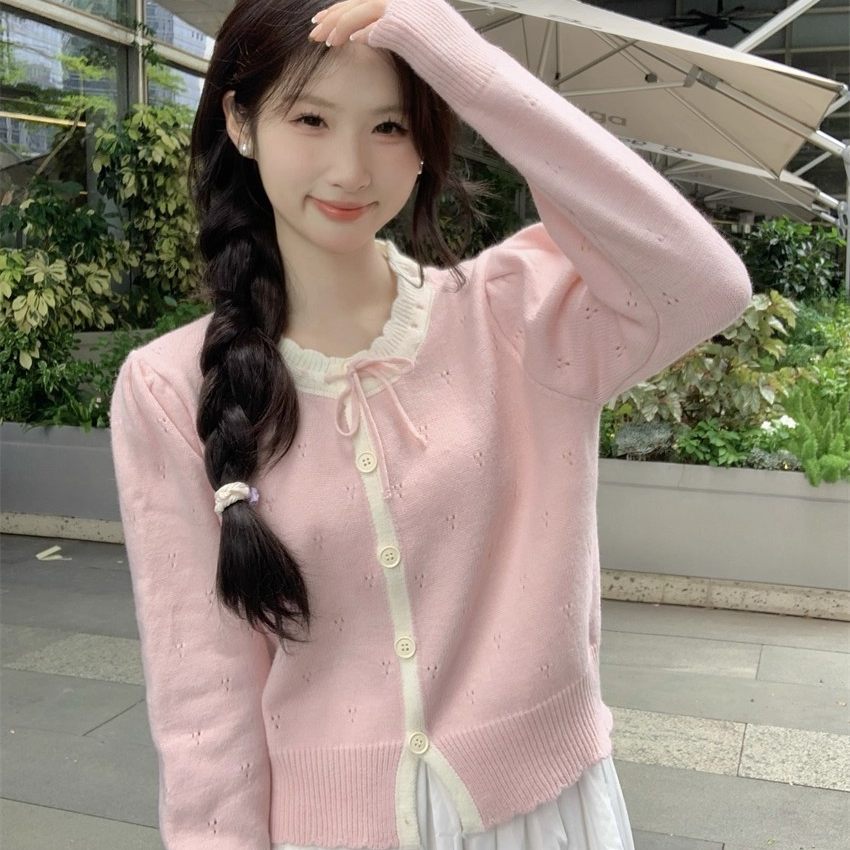 时尚蝴蝶结毛衣女春秋冬新款