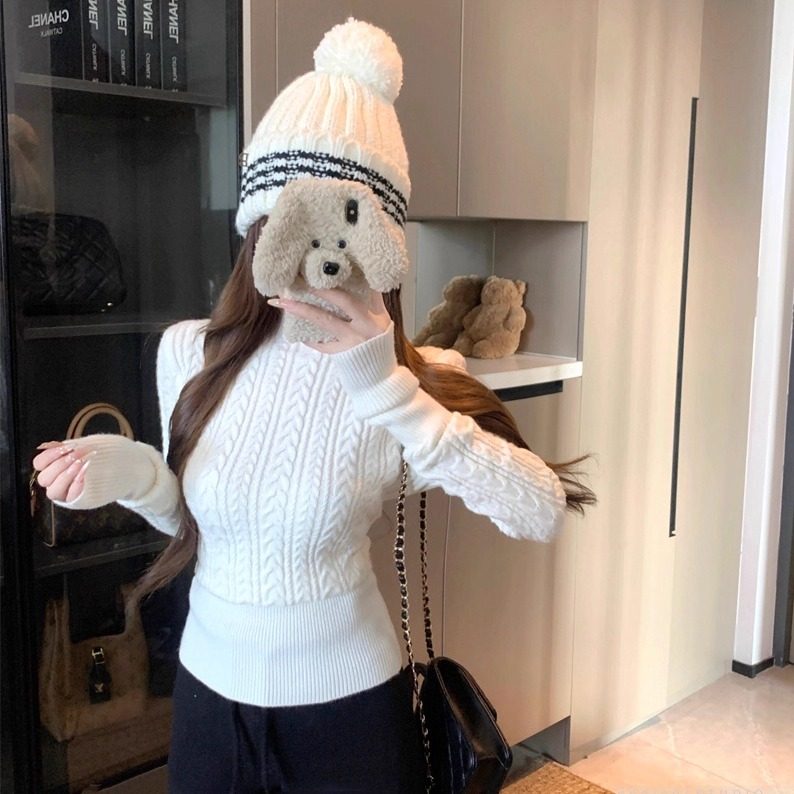 港味风格麻花立领针织衫女秋冬新款收腰显瘦长袖毛衣春装内搭上衣,女装/女士精品,毛针织衫,淘宝优惠券,粉丝福利购,淘宝优惠卷