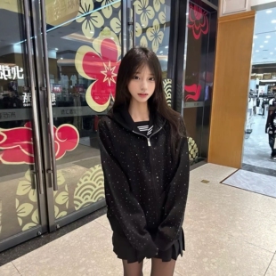 港味风格美式烫钻满天星连帽卫衣外套女开衫秋冬装宽松棒球服上衣