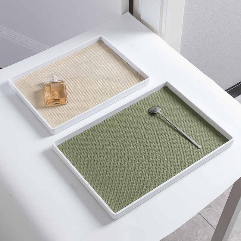 托盘密胺仿瓷长方形皮革置物盘