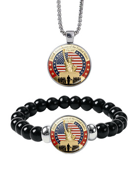 外贸美国250周年项链饰品礼物批发跨境热卖配饰女小众毛衣链新品