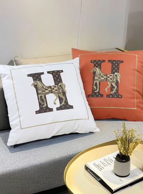 北欧高端科技布刺绣抱枕现代酒店沙发靠垫靠背客厅沙发靠枕腰枕