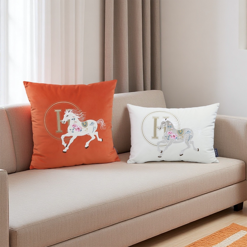 轻奢客厅沙发刺绣马靠枕套