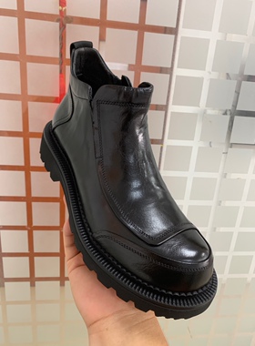 马丁靴男切尔西圆头英伦风厚底增高复古高级感靴子一脚蹬中帮短靴