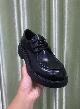 W578英伦风大头方头德比鞋男编织厚底增高乐福鞋男士休闲商务皮鞋