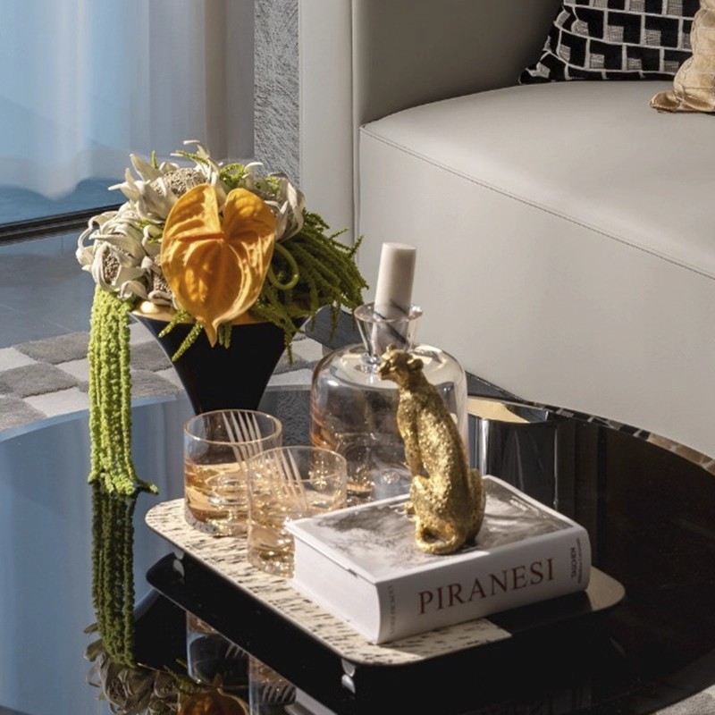 意式轻奢酒具托盘花艺餐桌摆件